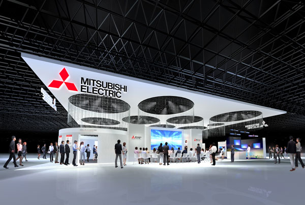 Rendering dello stand di Mitsubishi Electric