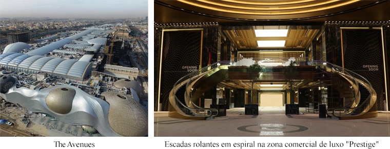 The Avenues/escadas rolantes em espiral na zona comercial de luxo "Prestige"